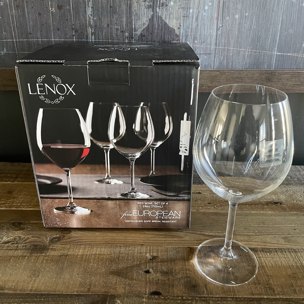 NWT Set of 4 LENOX Fine European Stemware 24 oz Red Wine Glasses NIB New in Box